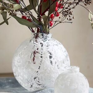Anthropologie Frosted White Glass Bauble Vase Small or Medium Size